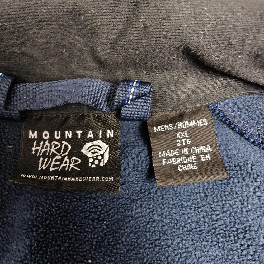 Mountain Hardwear Jacket Mens 2XL Blue Softshell Fleece Lined Full Zip Hiking